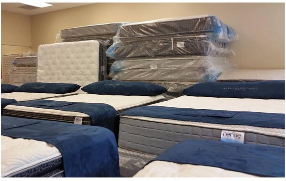 Showroom full of different mattresses